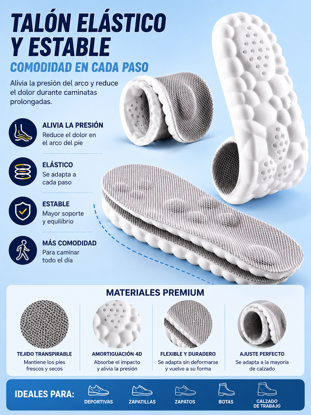 Plantilla ergonómica con tecnología 4D Cloud